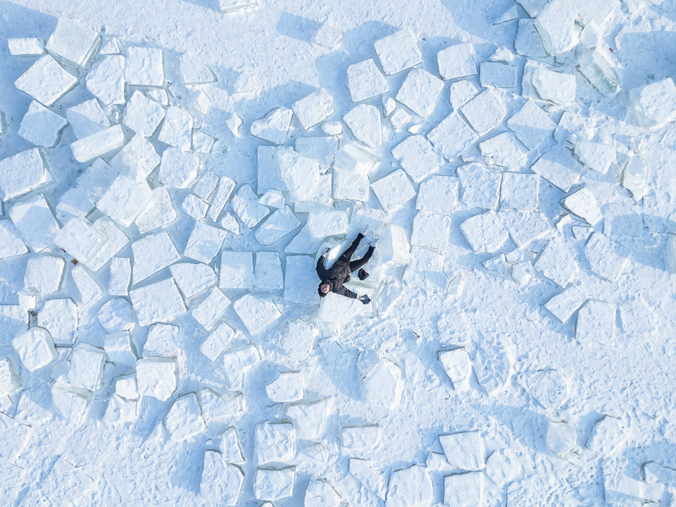 个人_松花江冰砖航拍